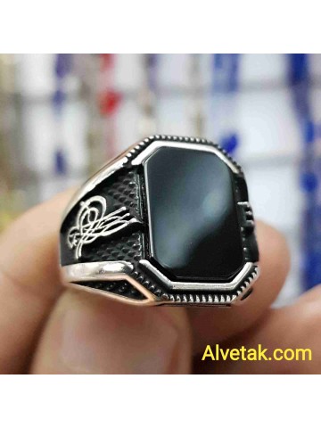 925 Ayar Siyah Oniks Taşlı Gümüş Erkek Yüzük : 01867